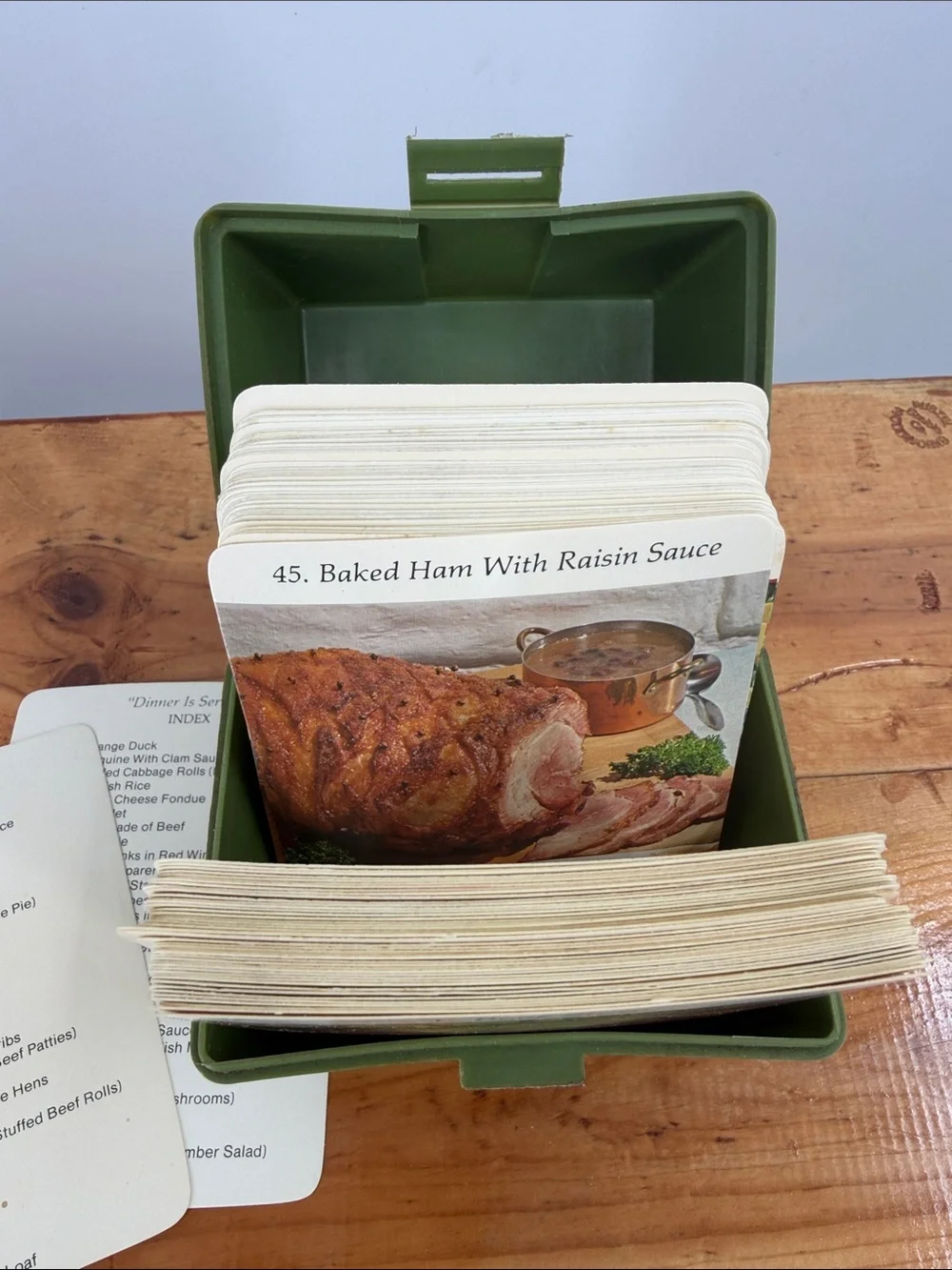 Vintage 70s Dinner Is Served Recipe Card Collection Green Box 118 Cards Complete